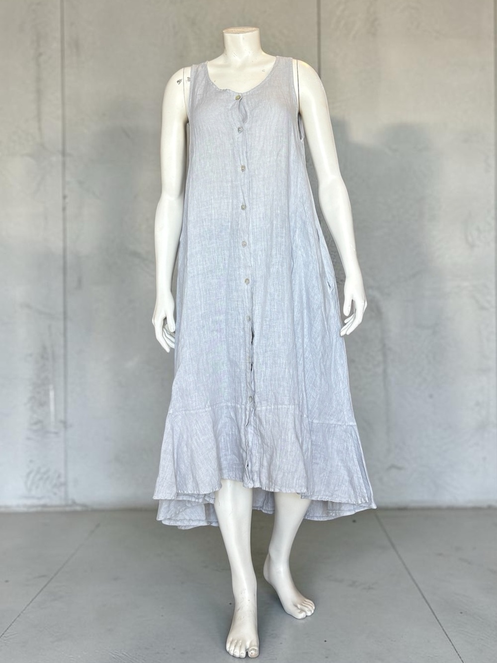 Stella Martin Made in Italy 100% Linen Sleeveless Button Front Midi Dress Size S - Picture 1 of 8